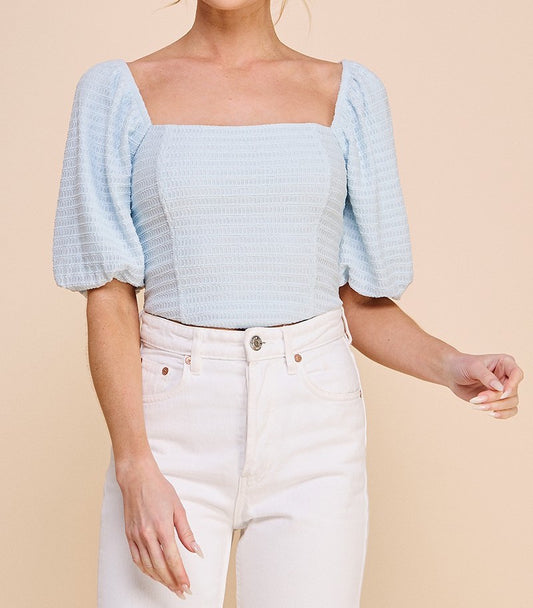 Blue Elegance Smocked Top