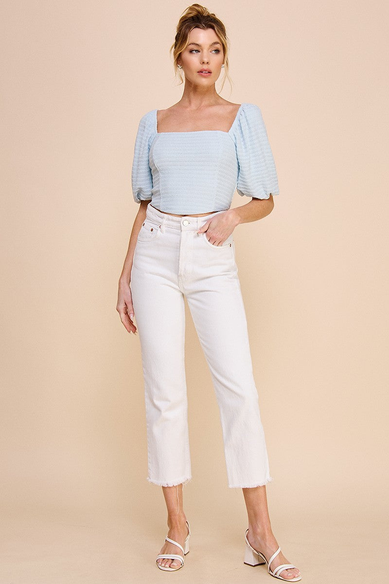 Blue Elegance Smocked Top