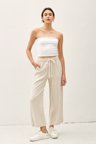 Beige Striped Pants