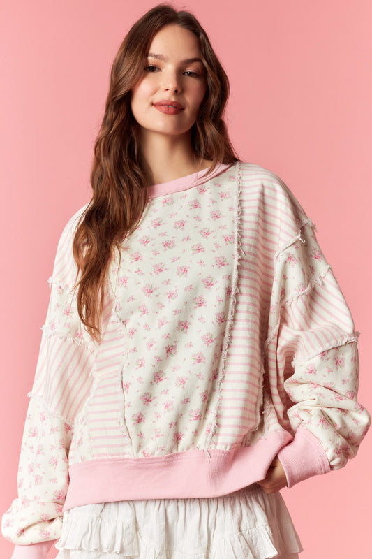 Pretty in Pink Floral Oversized Pullover