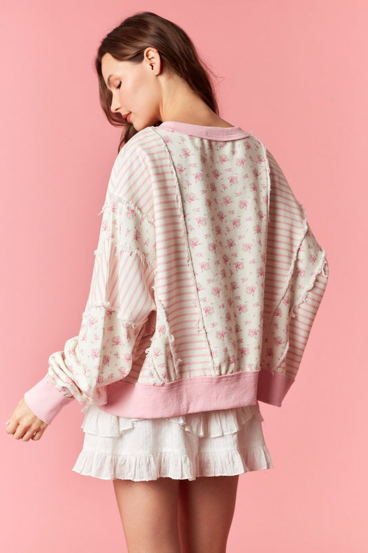 Pretty in Pink Floral Oversized Pullover