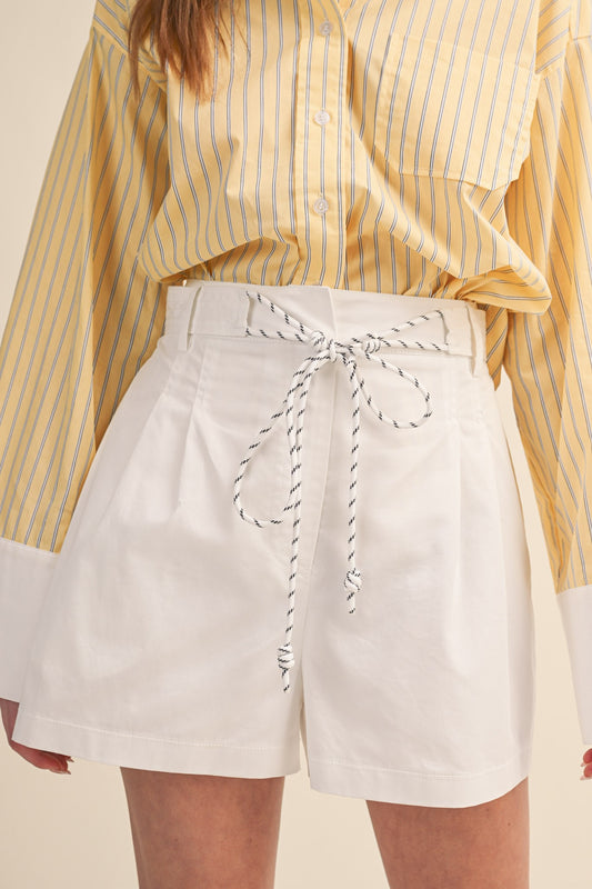White Pleated Shorts