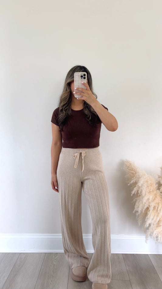 Cozy Wide Leg Pants - Beige