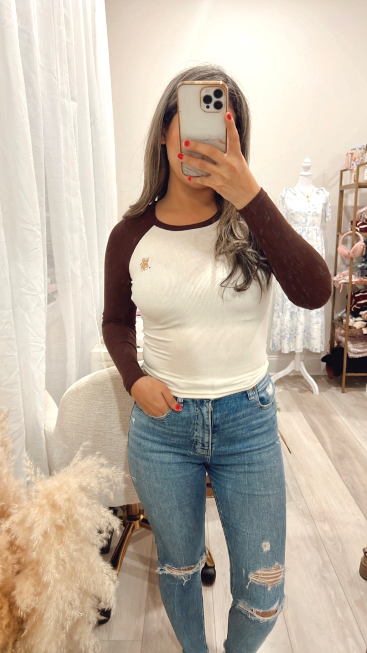 Embroidered Teddy Long Sleeve