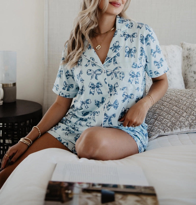 Toile Print Bows Pajamas