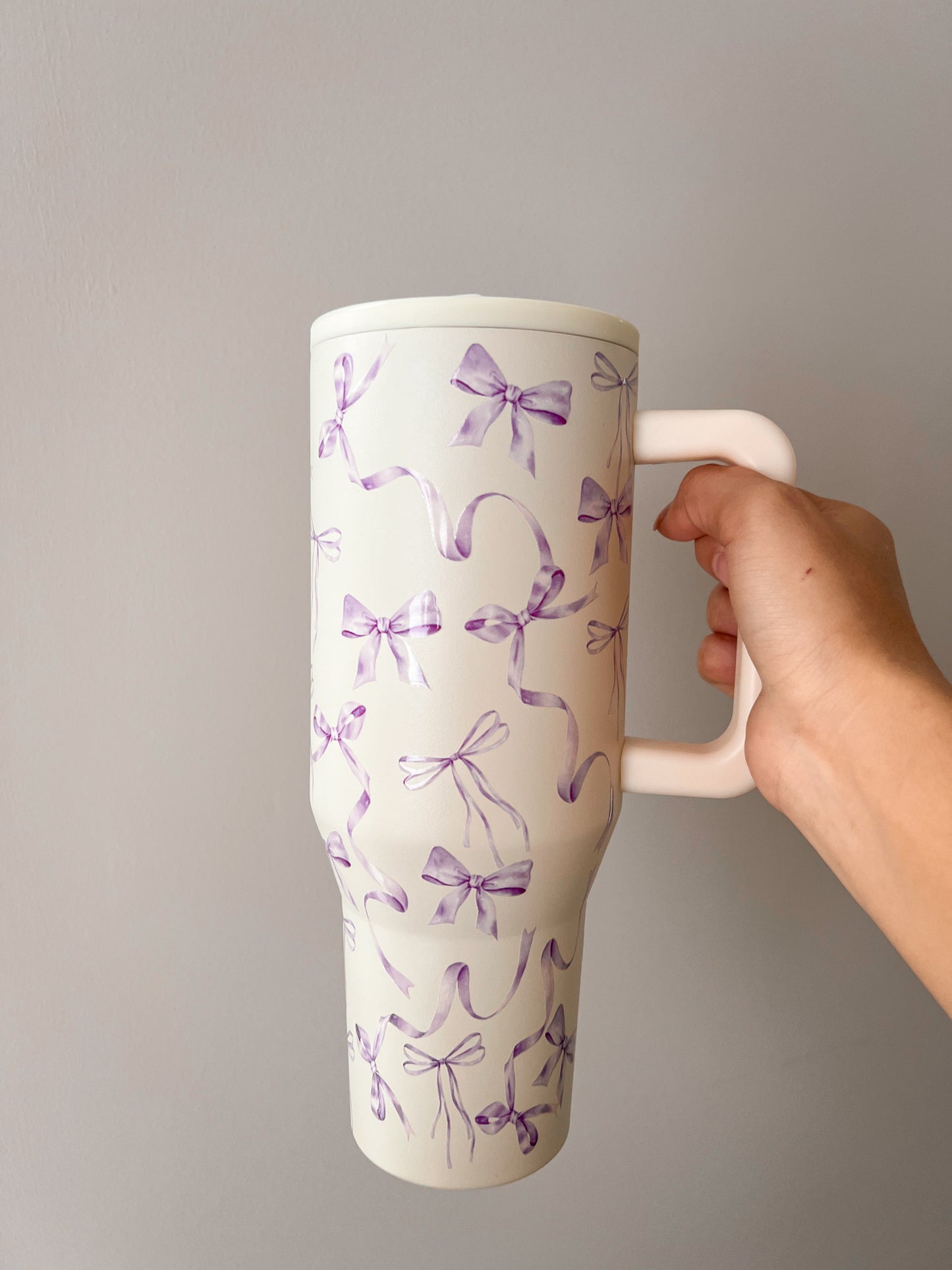 Purple Bow Spill-Free Tumbler