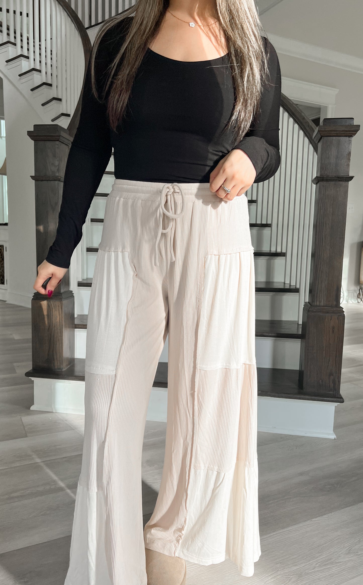 Cloud Wide Leg Pants - Sand Beige (Can Size Down)