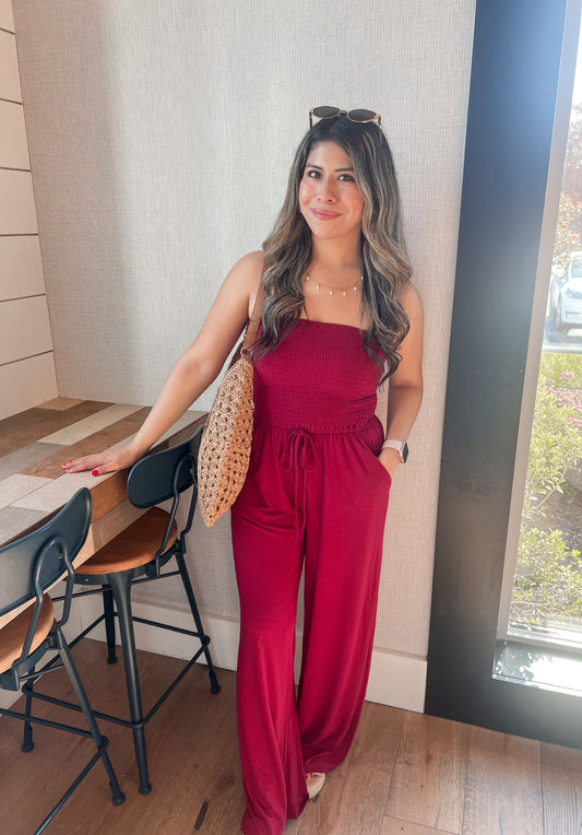 Buttery Soft Jumpsuit - Cabernet