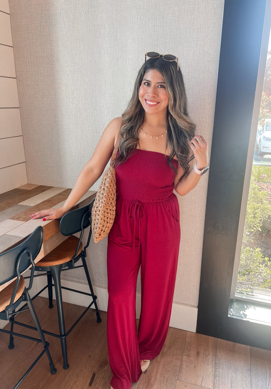 Buttery Soft Jumpsuit - Cabernet