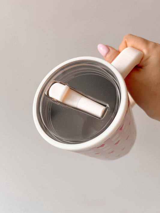 Gingham Hearts Spill-Proof Tumbler