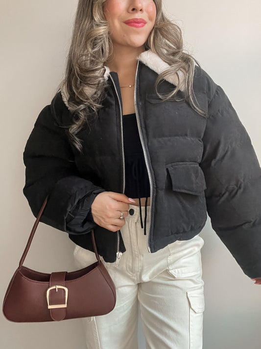 Fur Contrast Puffer Jacket