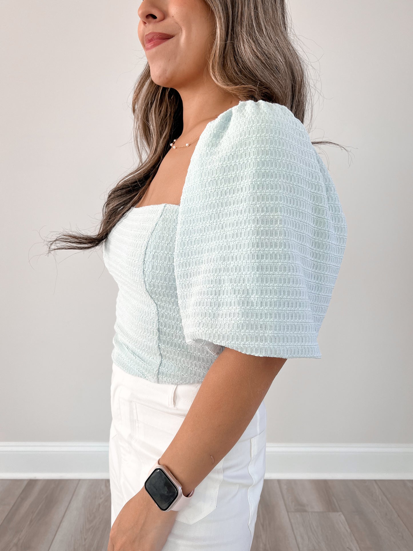 Blue Elegance Smocked Top