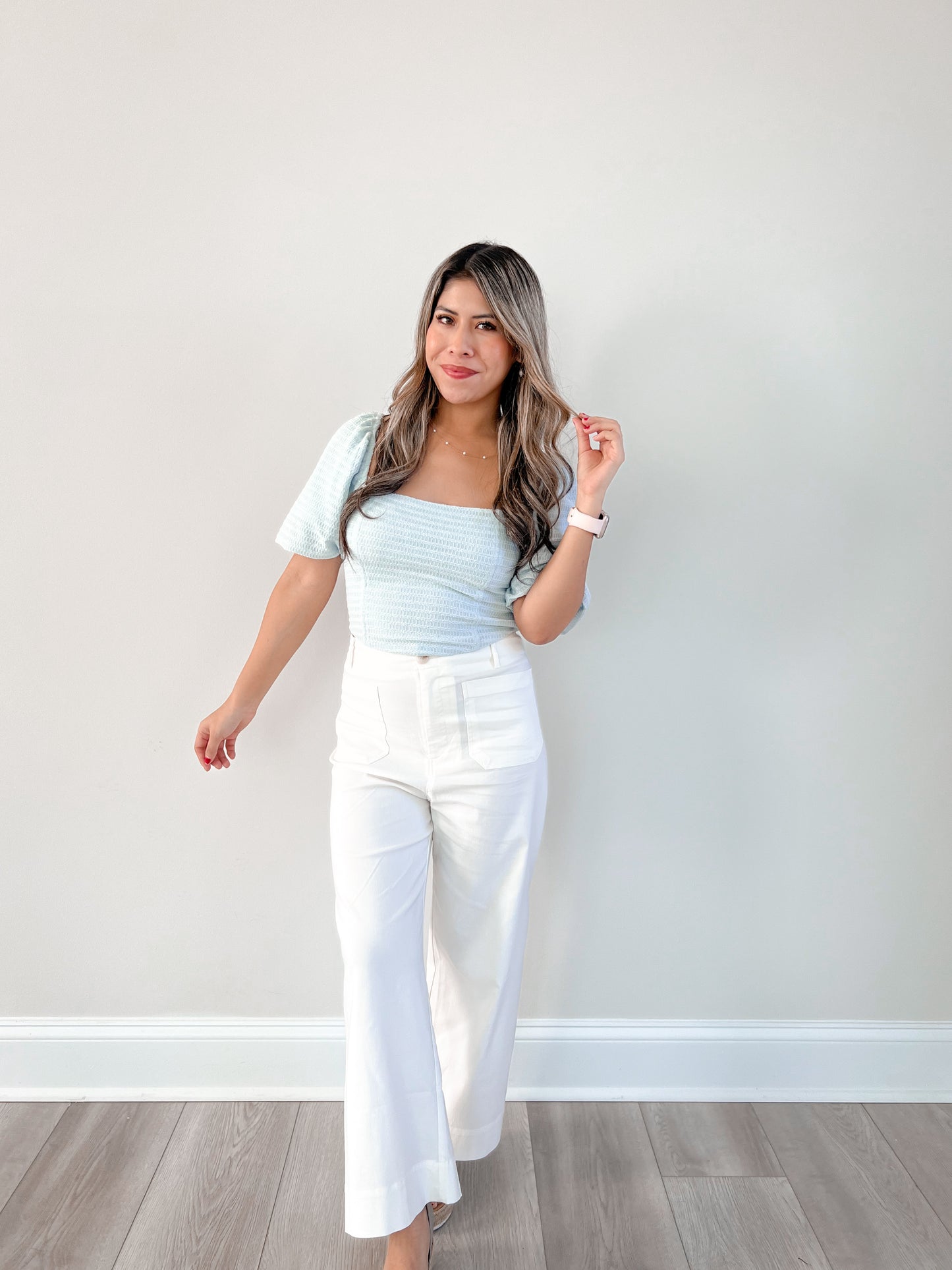 Blue Elegance Smocked Top