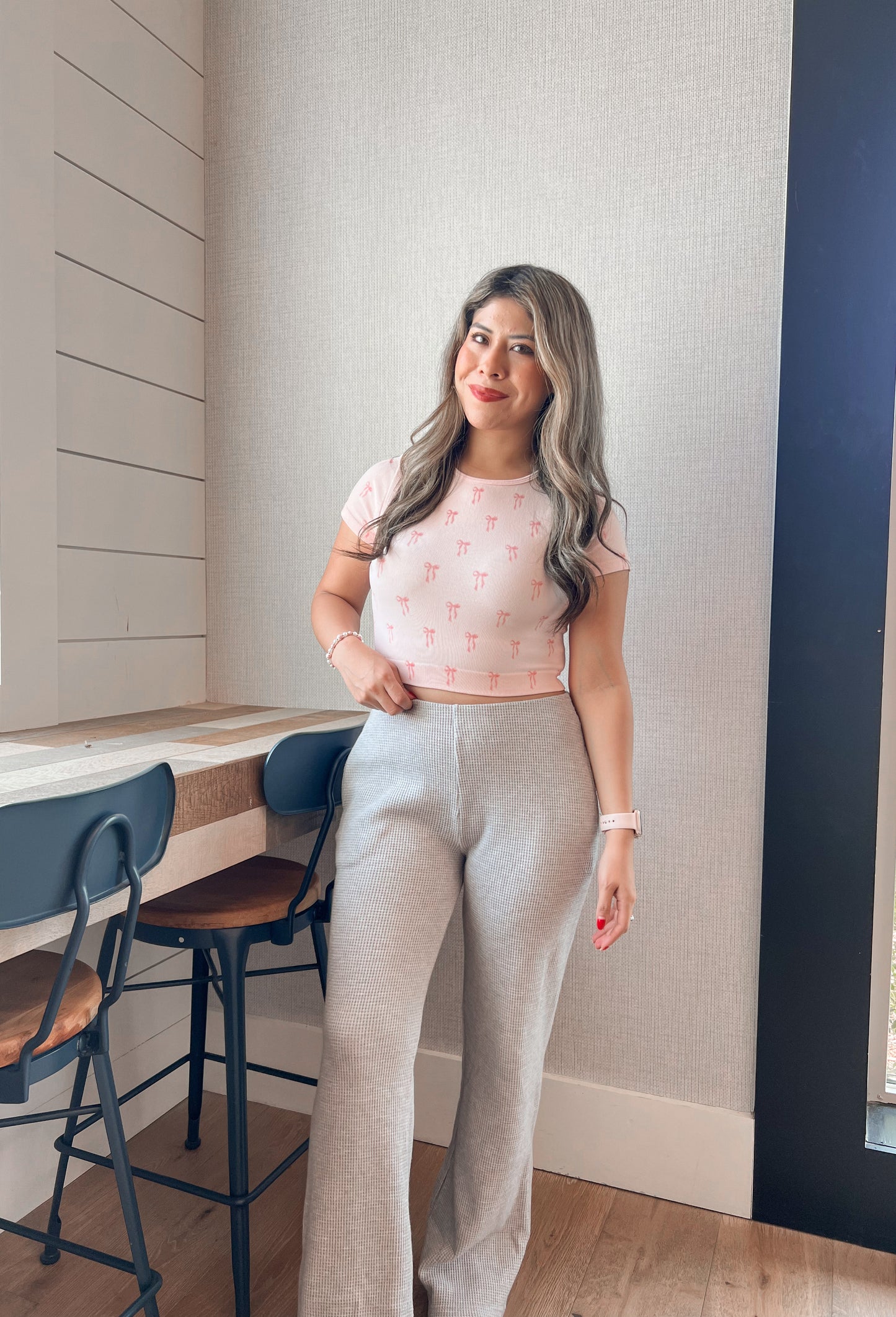 Bow Ribbed Top