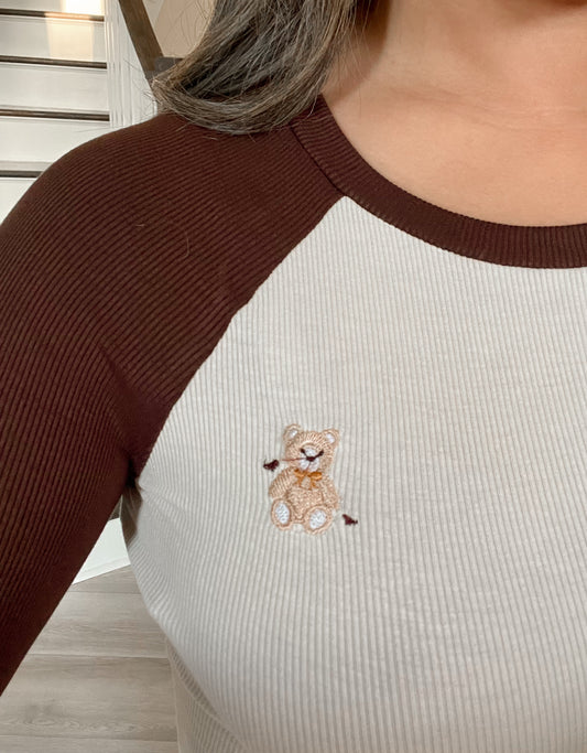 Embroidered Teddy Long Sleeve