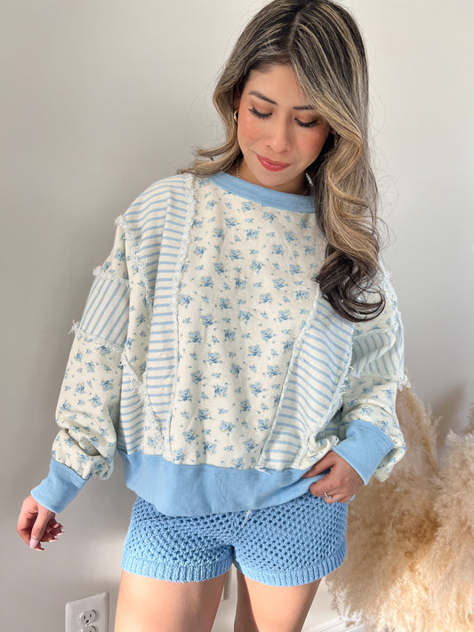 Blue Daisy Oversized Pullover