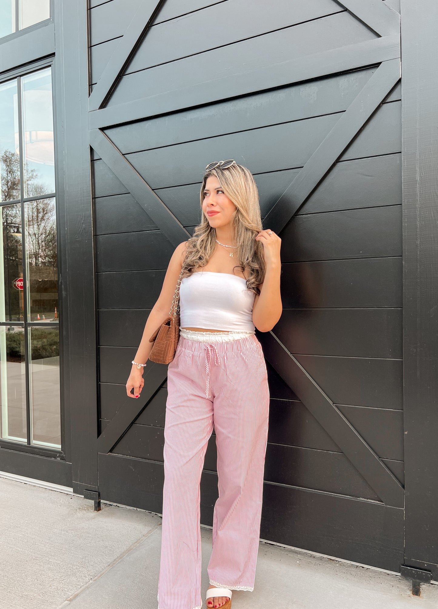 Coastal Eyelet Striped Pants