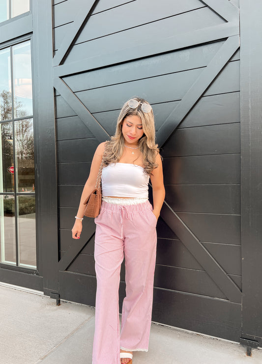 Coastal Eyelet Striped Pants