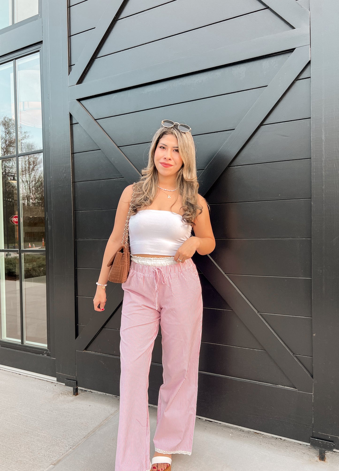 Coastal Eyelet Striped Pants