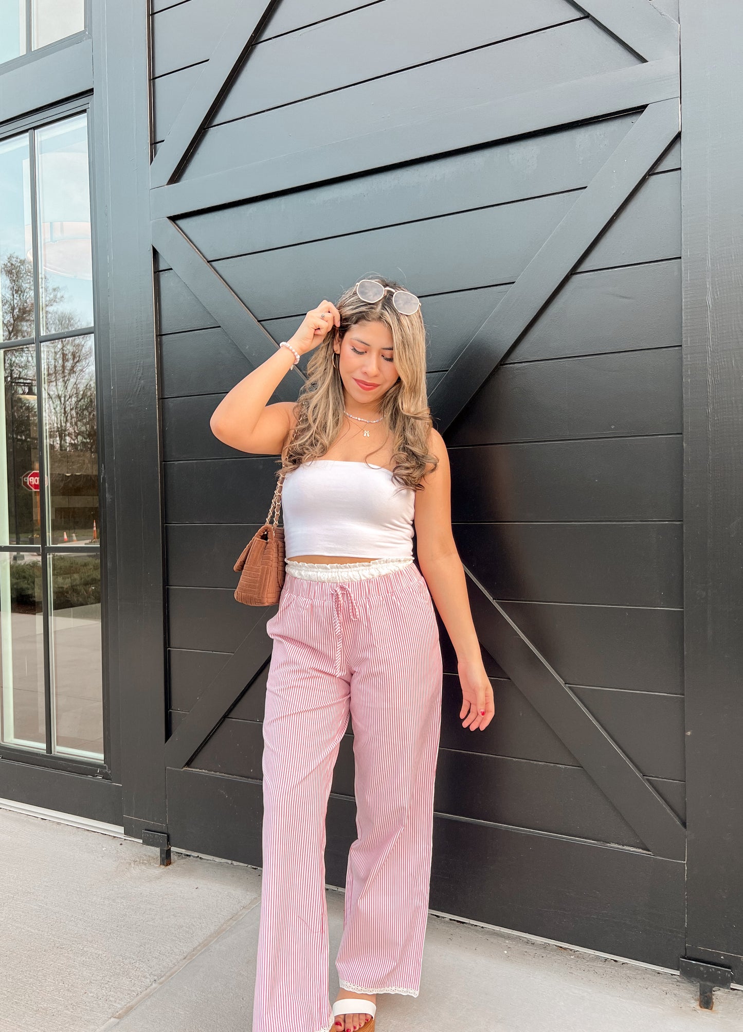 Coastal Eyelet Striped Pants
