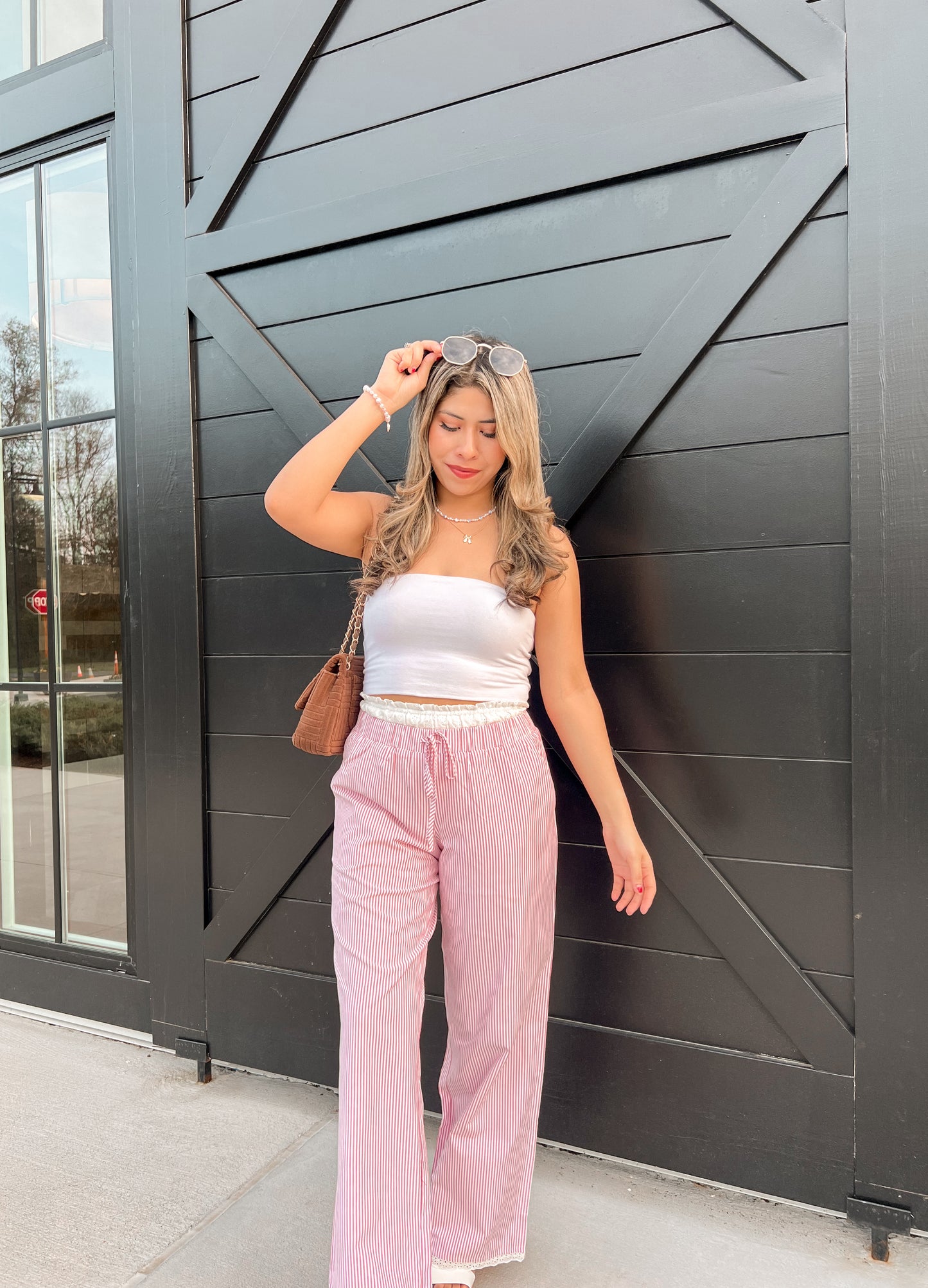 Coastal Eyelet Striped Pants