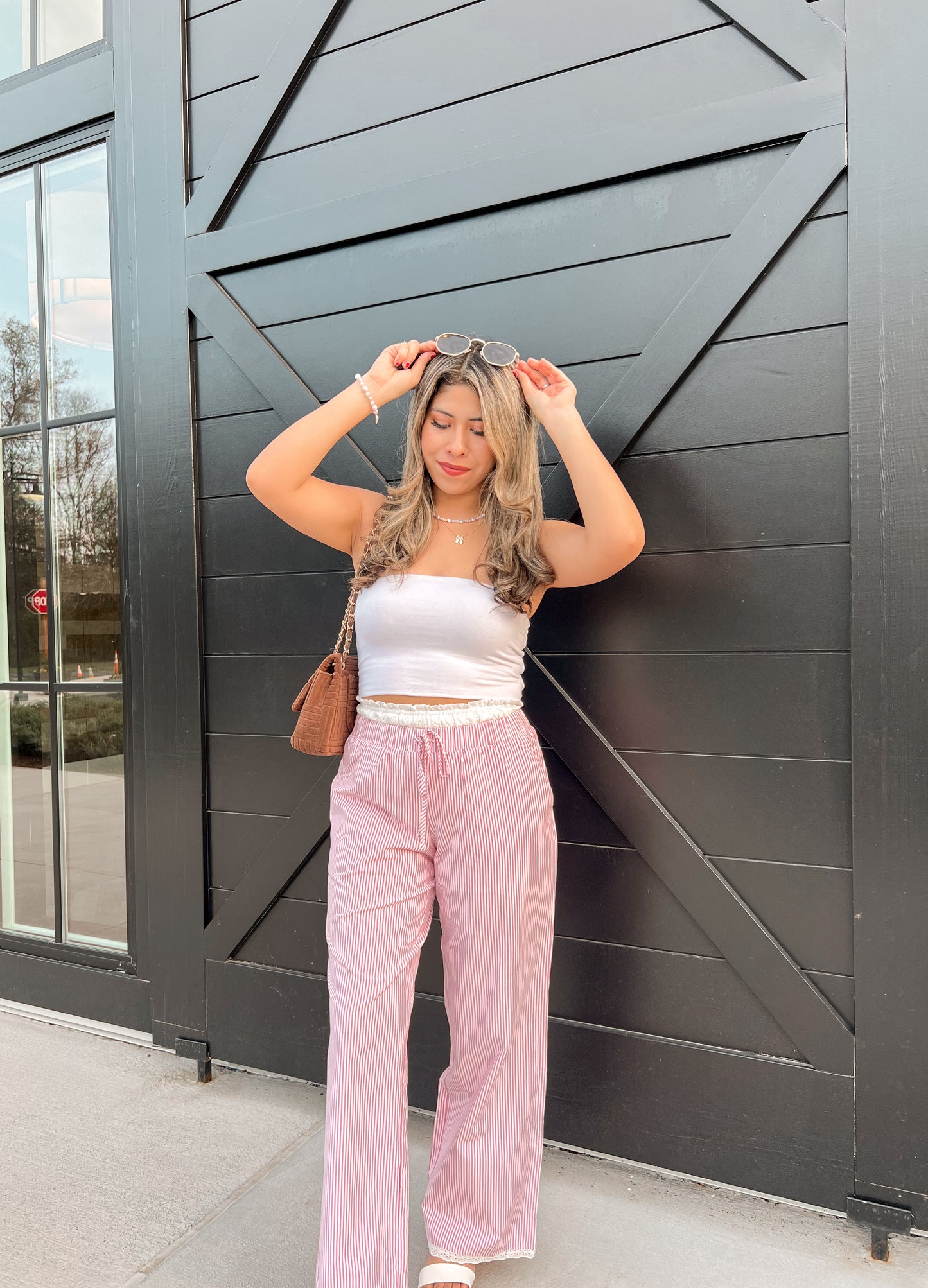 Coastal Eyelet Striped Pants