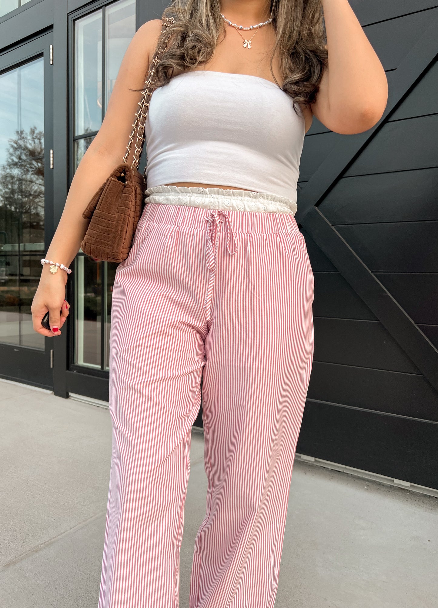 Coastal Eyelet Striped Pants