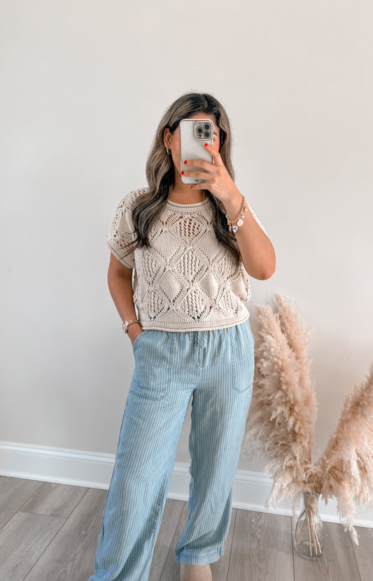 Crochet Pointelle Sweater
