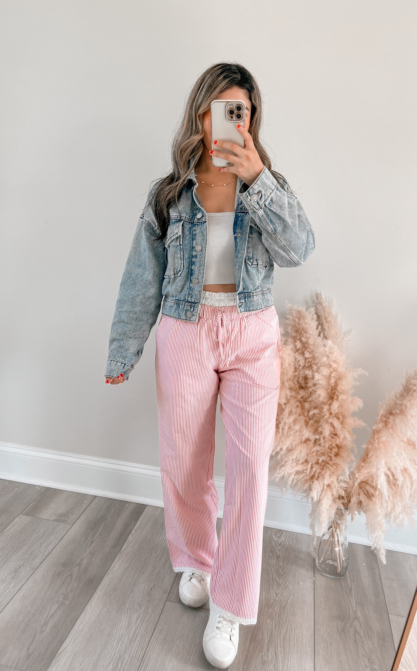 Coastal Eyelet Striped Pants