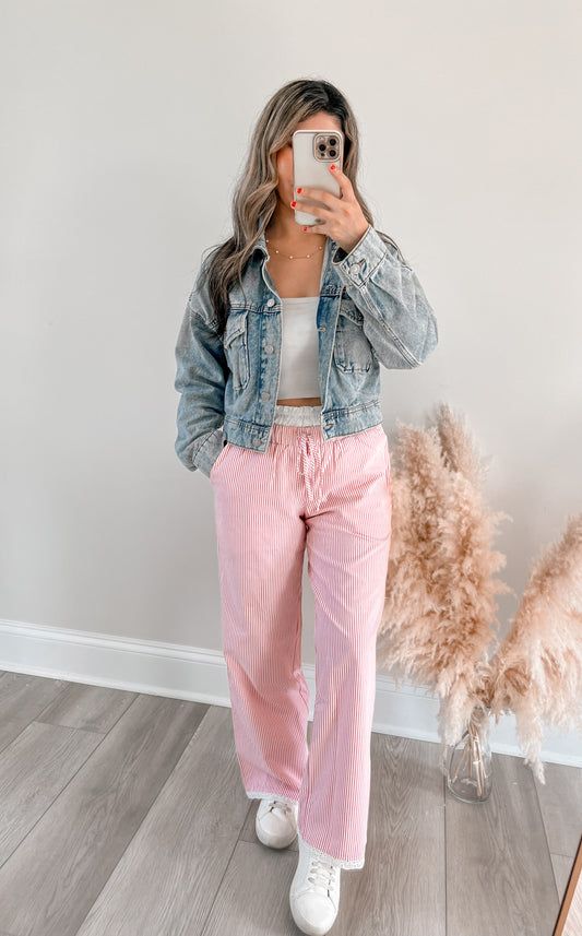 Coastal Eyelet Striped Pants