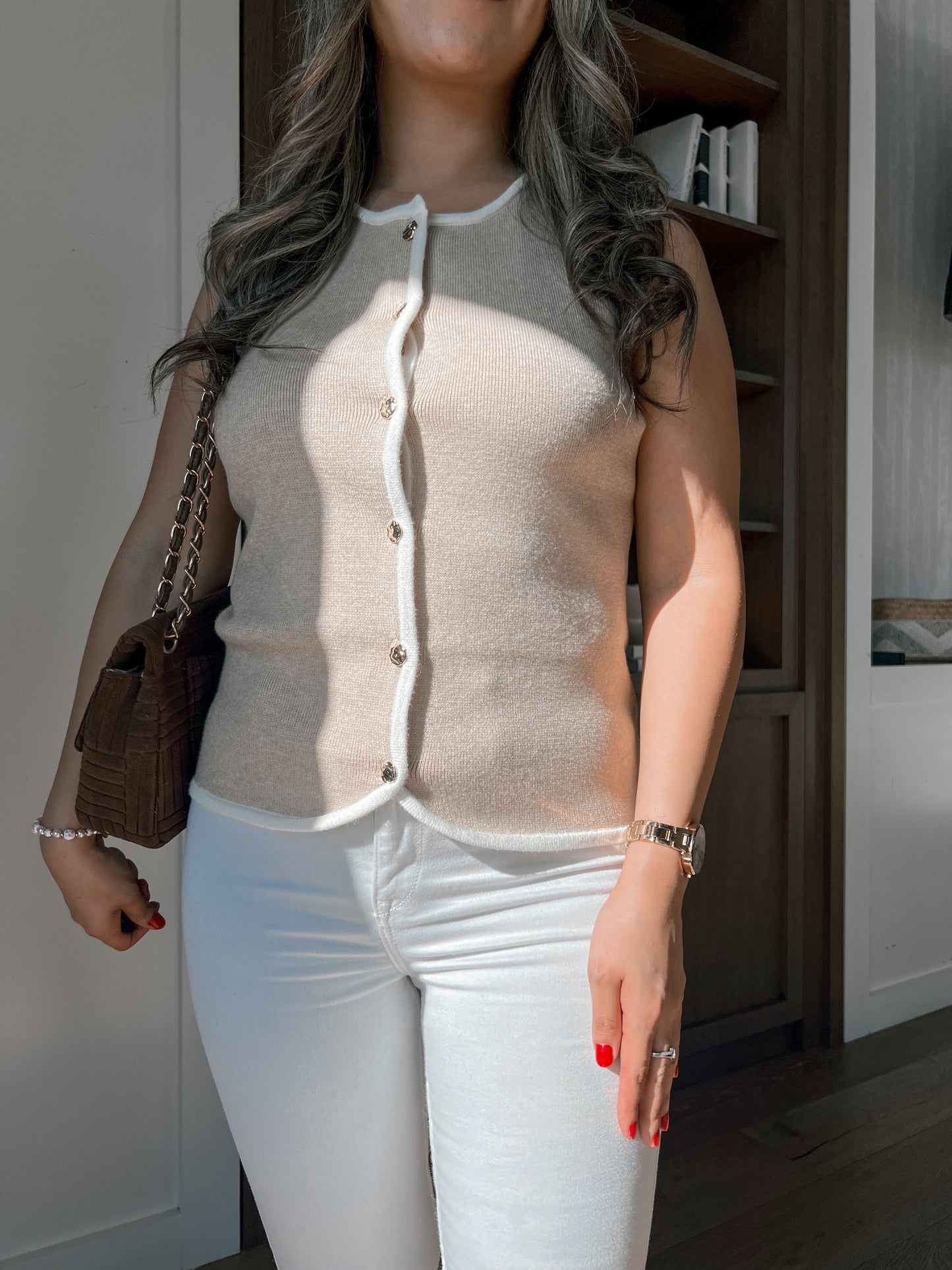 Classy Gold Button Top