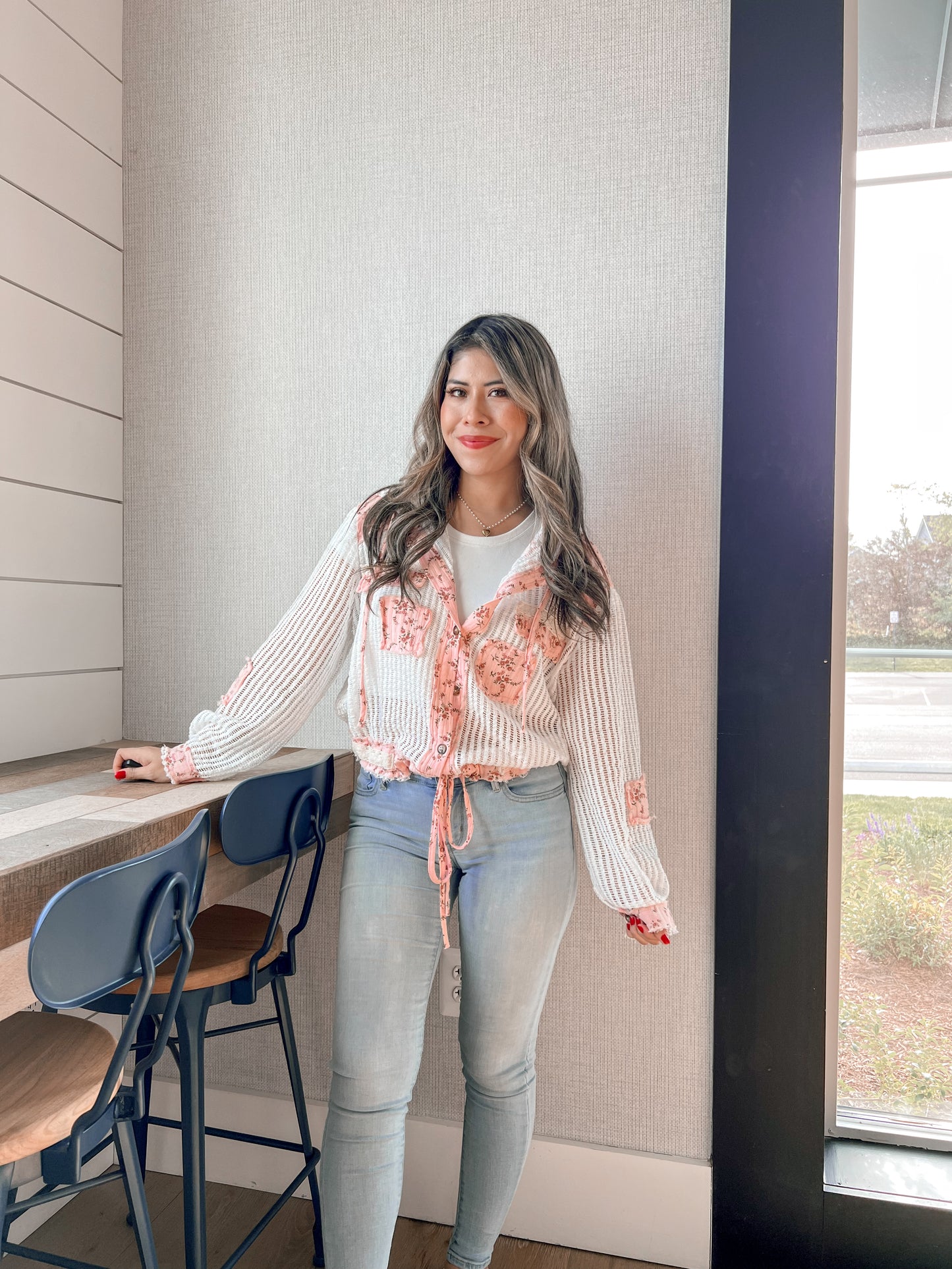 Feel The Breeze Jacket - Off White/Pink Floral