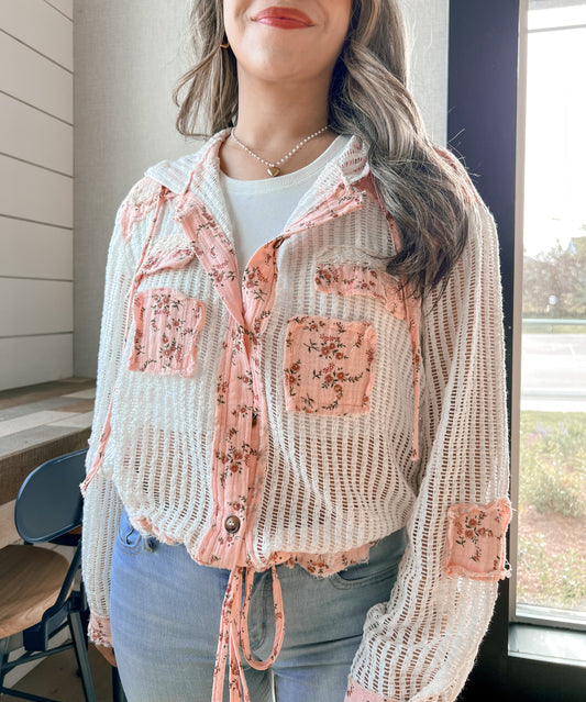 Feel The Breeze Jacket - Off White/Pink Floral