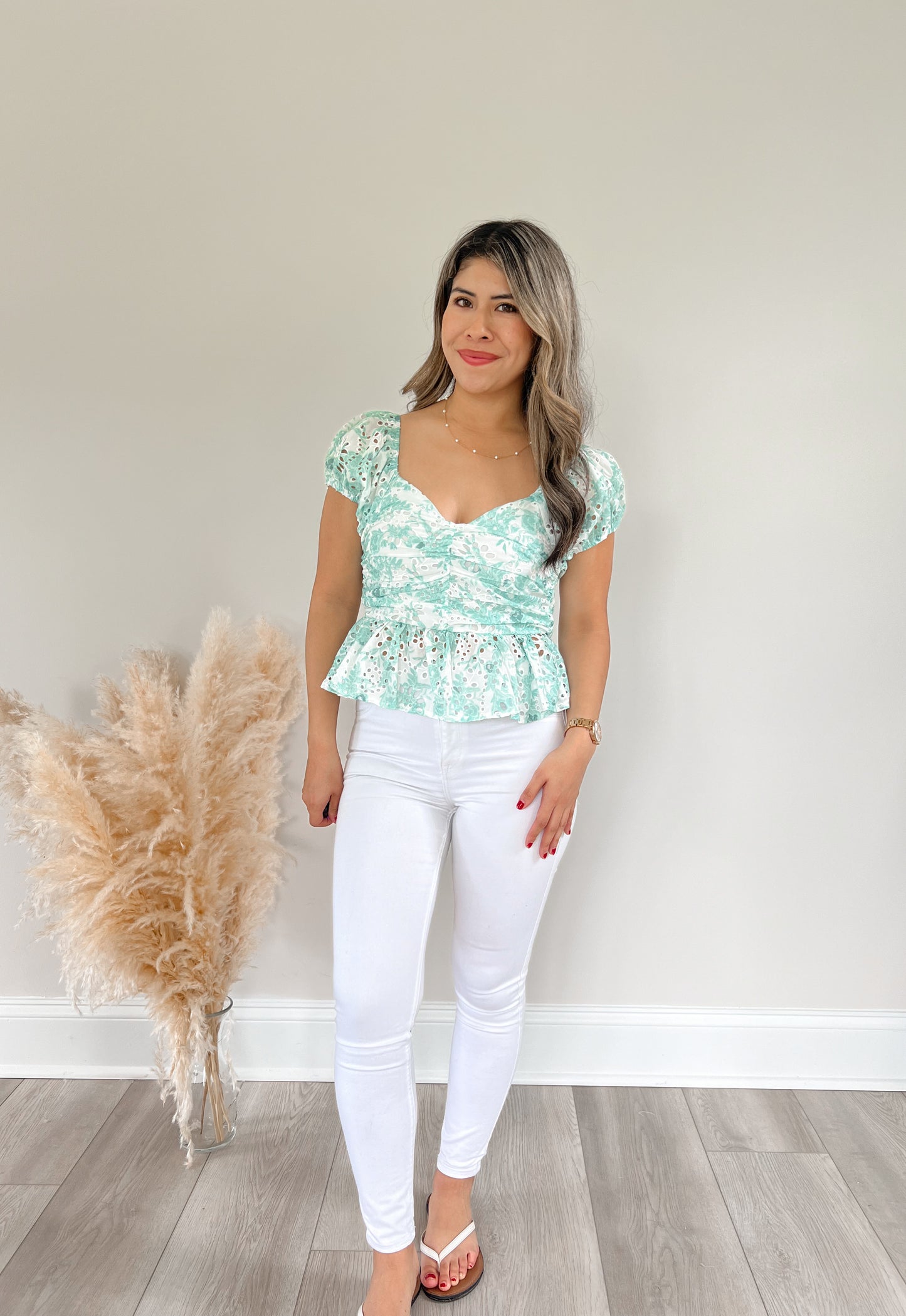Eyelet Peplum Top