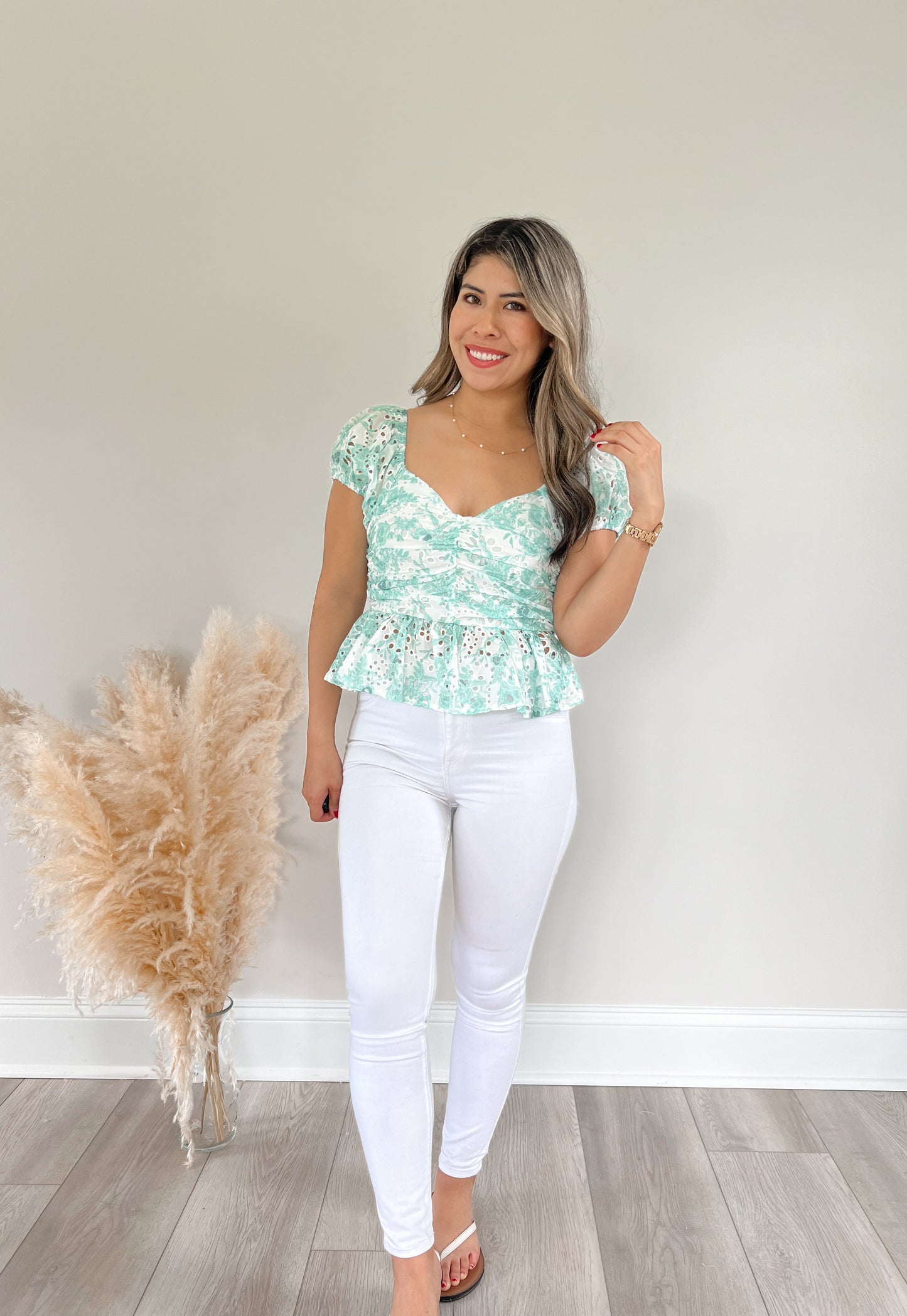 Eyelet Peplum Top