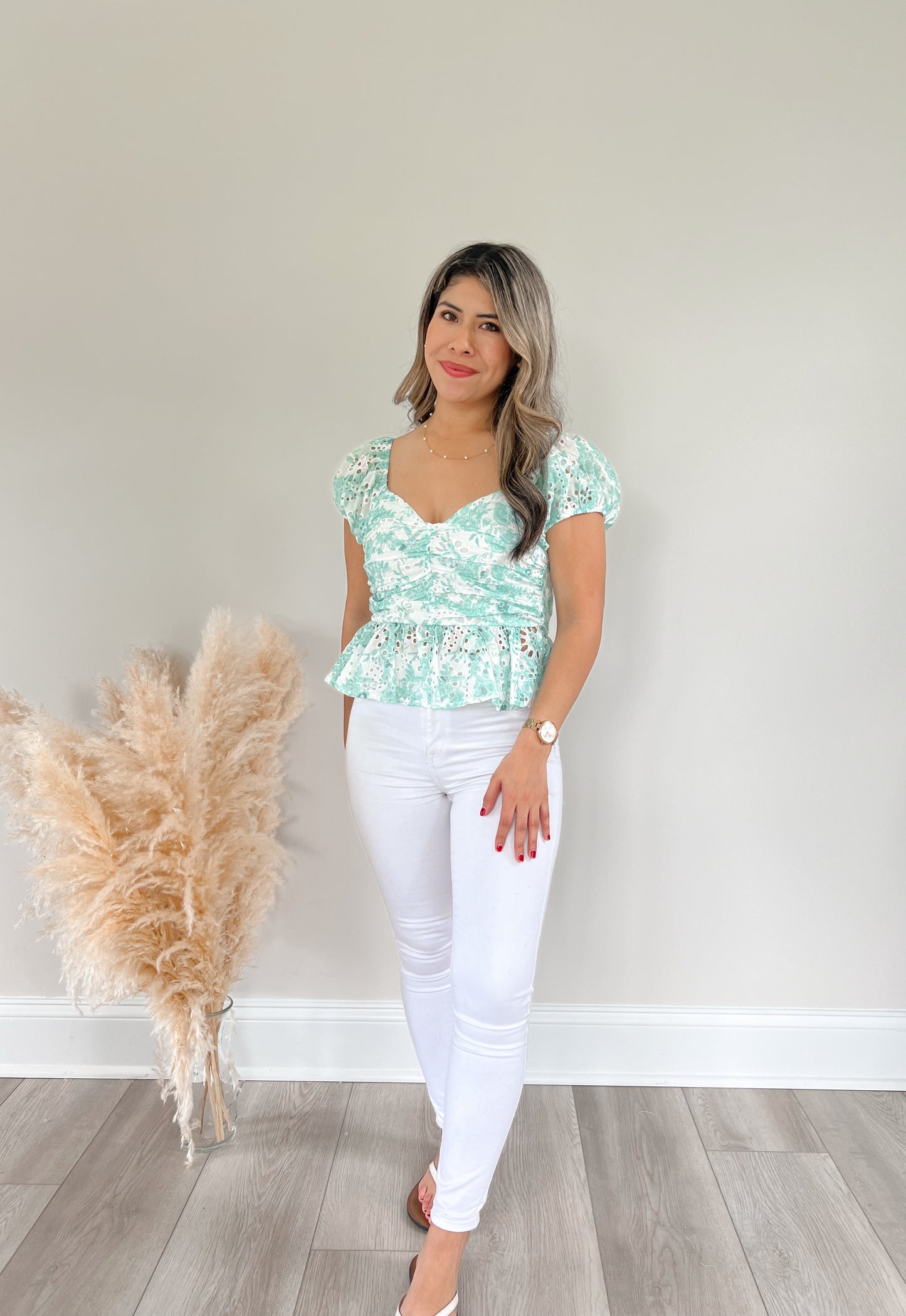 Eyelet Peplum Top