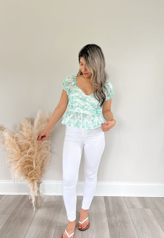 Eyelet Peplum Top