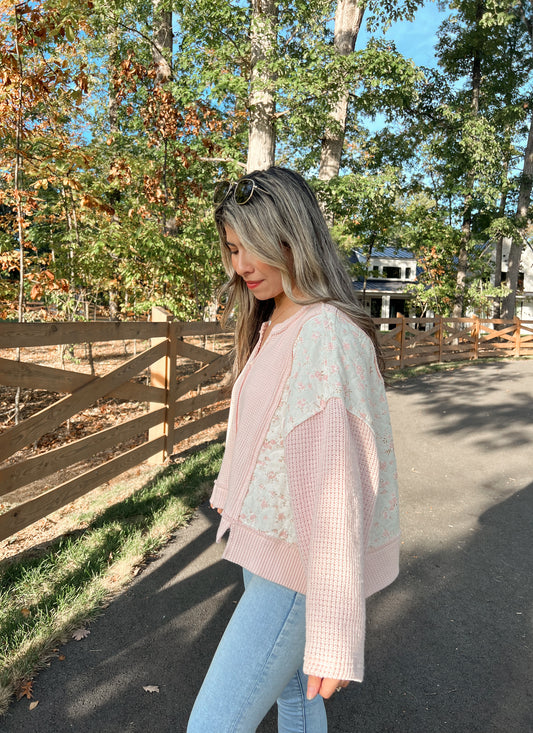 Pink Blooms Sweater