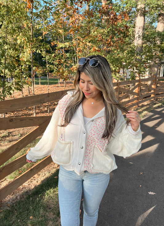 Fall Breeze Jacket - Cream Floral