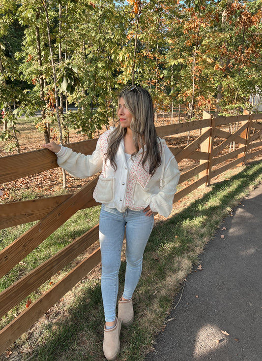 Fall Breeze Jacket - Cream Floral