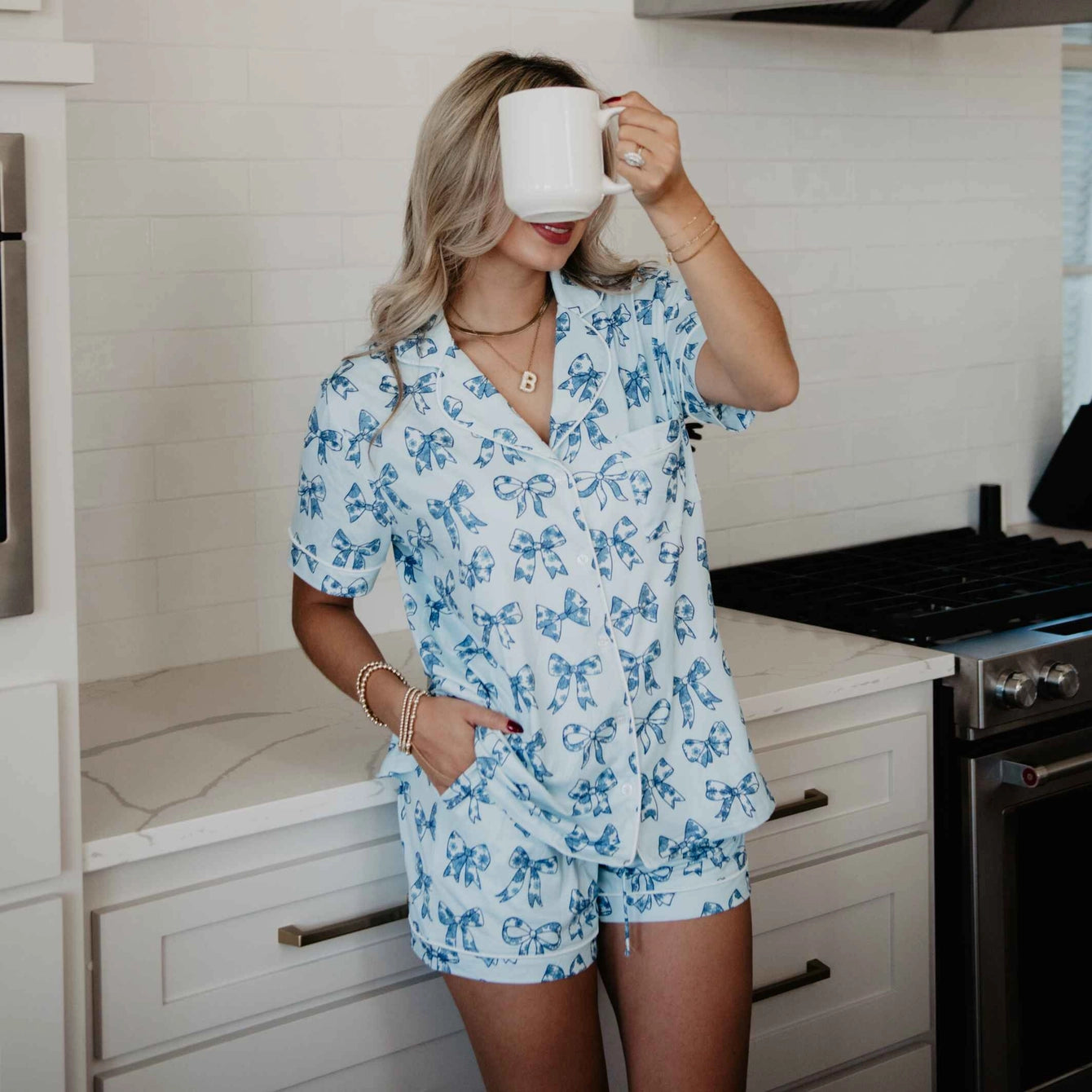 Toile Print Bows Pajamas