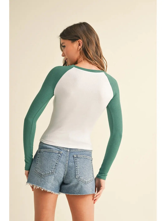 Embroidered Cherry Bow Long Sleeve