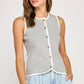 Classy Gold Button Top - Grey