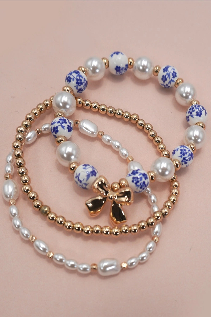 Blue Ceramic Porcelain Layered Bracelet