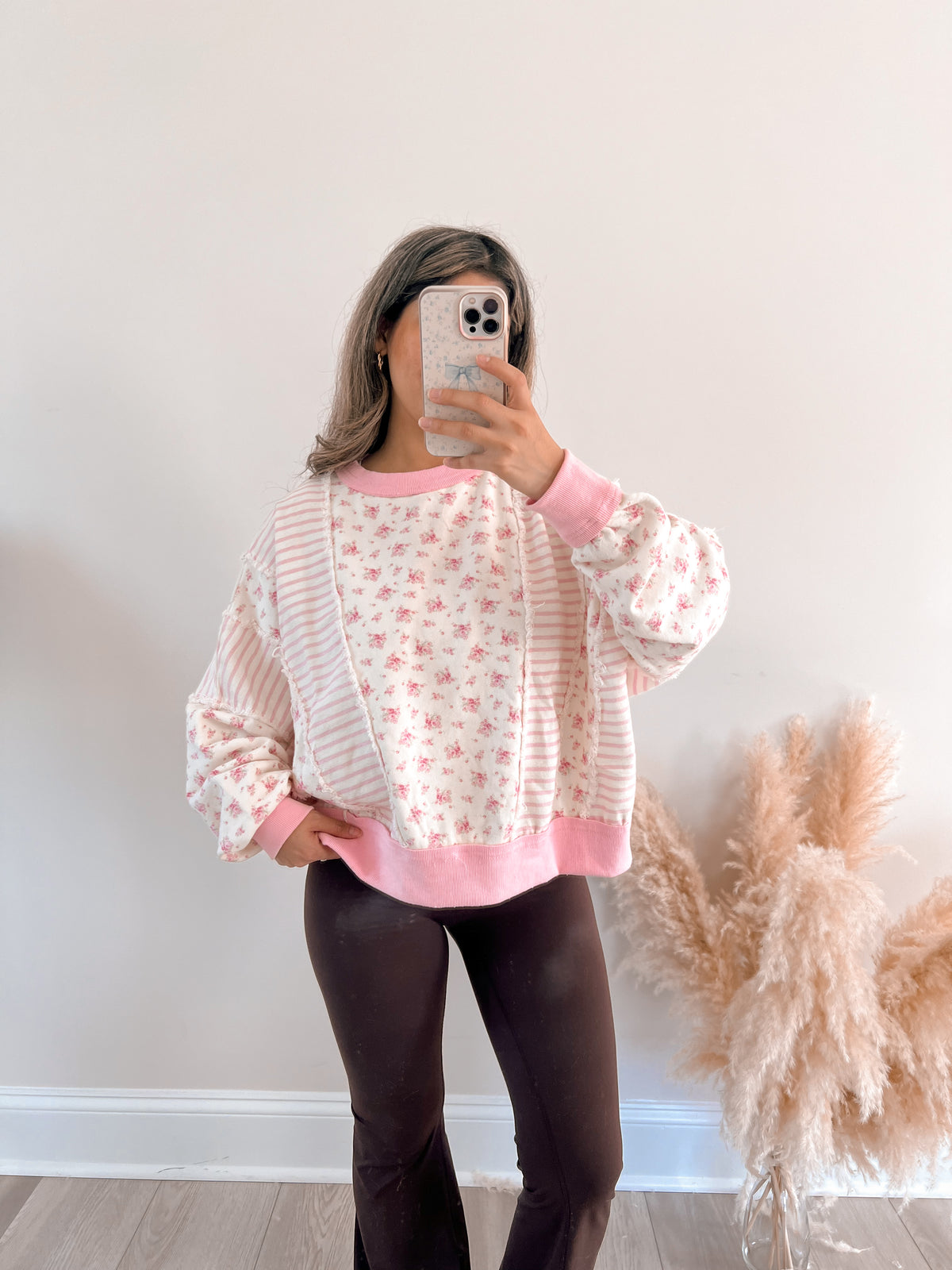 Pretty in Pink Floral Oversized Pullover