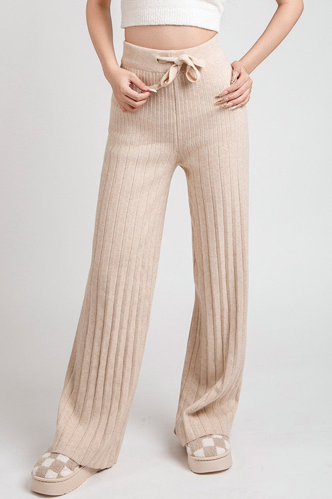 Cozy Wide Leg Pants - Beige