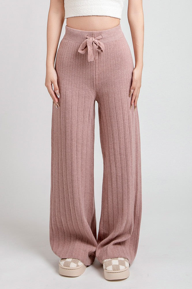 Cozy Wide Leg Pants - Mauve Pink