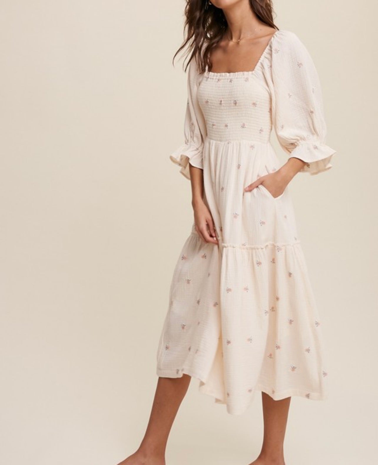 Ava Floral Embroidery Maxi Dress