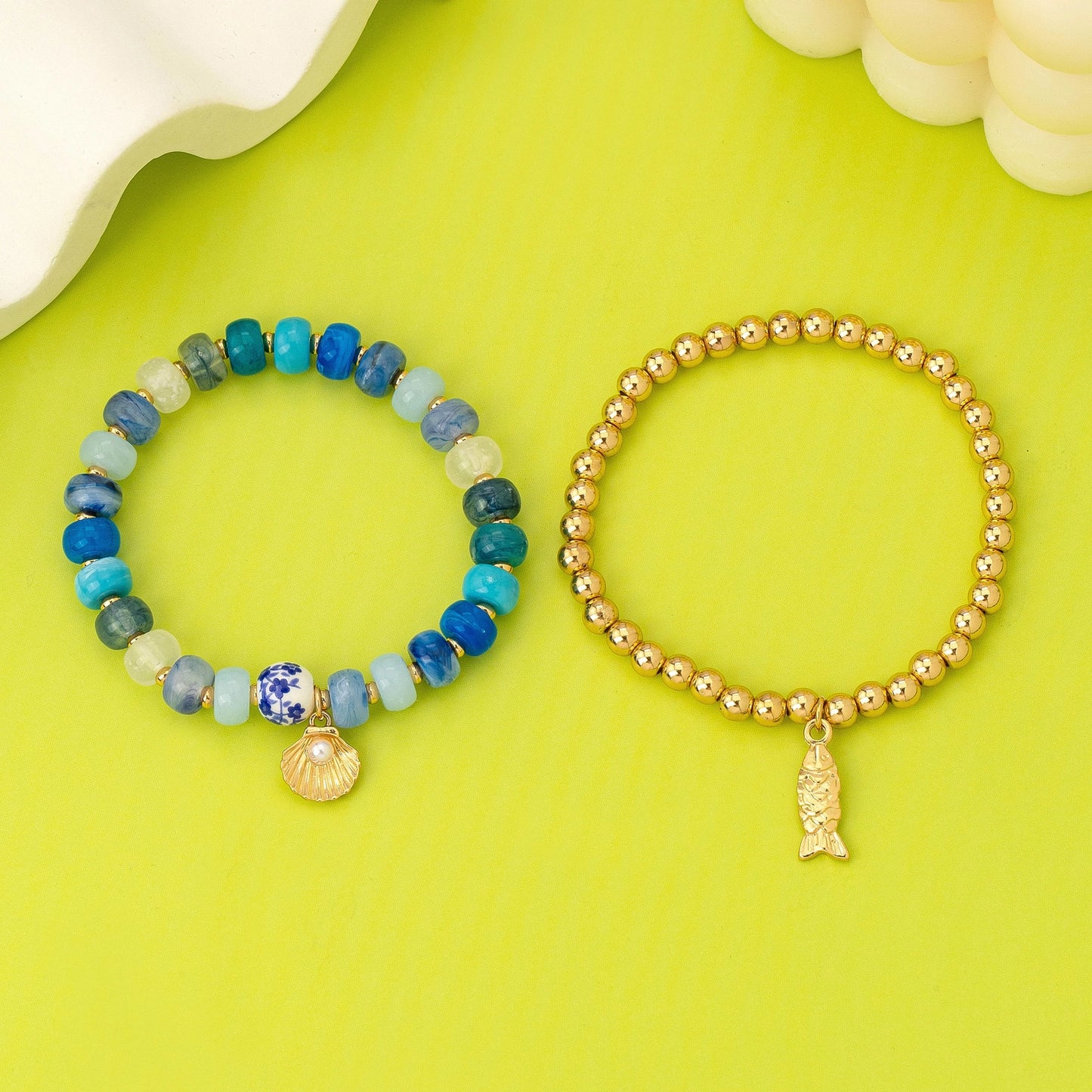 Nautical Blue Beaded Bracelet Set