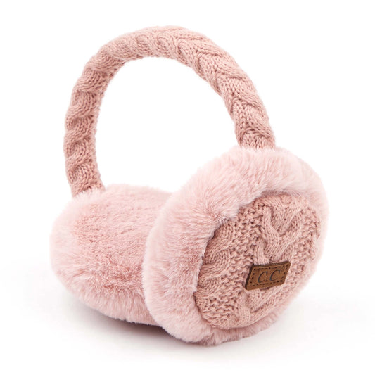 Blush Cable Knitted Earmuffs (Restock Pre-Order)